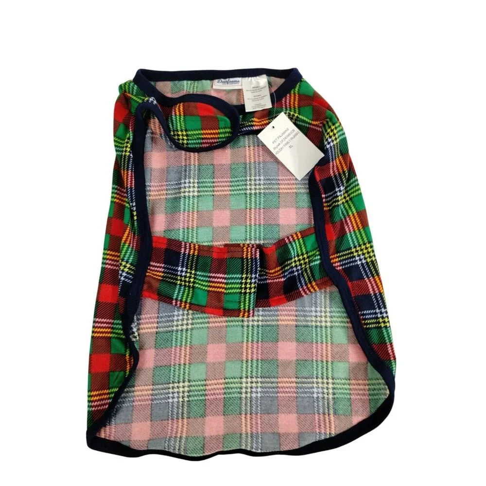 Dearfoams Holiday Family Pet Pajamas XL Plaid Dog Outfit
